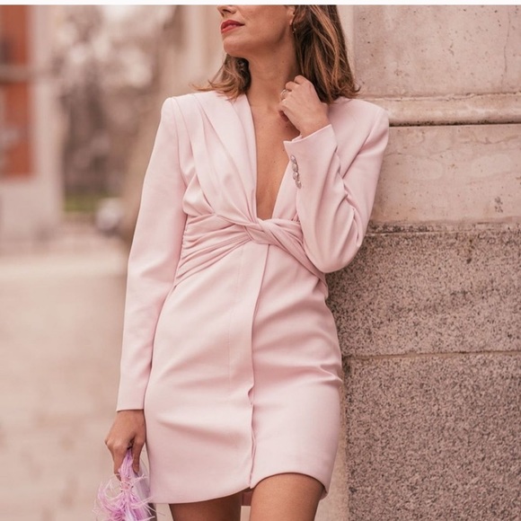 NWT ZARA Draped Blazer Dress M Blogger’s Favorite - Picture 7 of 14